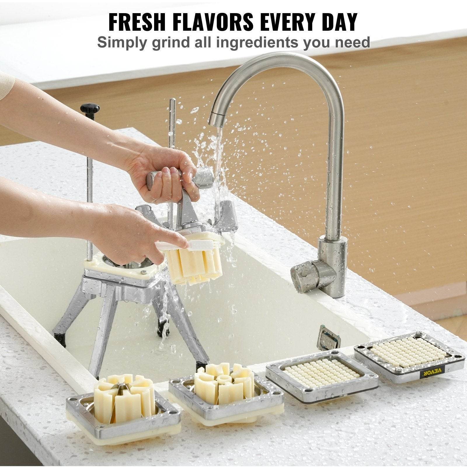 Commercial Vegetable Fruit Chopper, Stainless Steel French Fry Cutter With 4 Blades - www.Shopthatapp.com