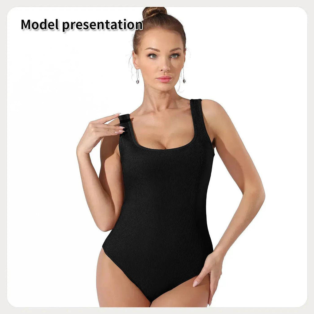 One piece Full body shaper Sleeveless Square neckline Bodysuit - www.Shopthatapp.com