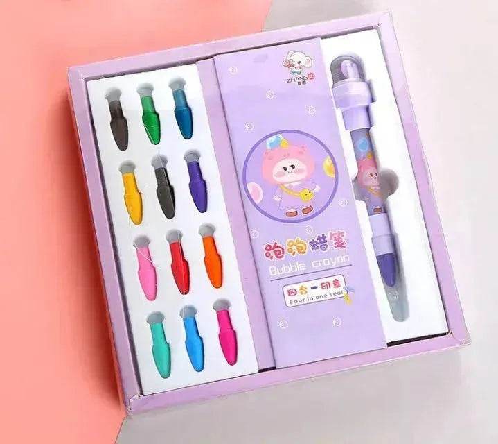 12 Color Bubble Crayon Painting Graffiti Seal for Children - www.Shopthatapp.com