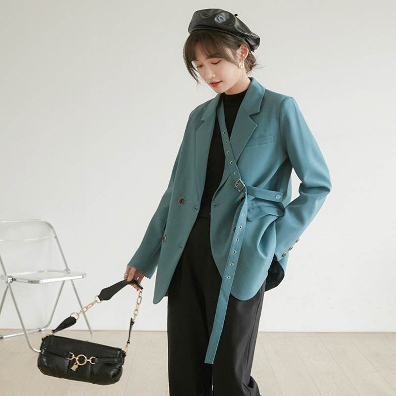Design Niche Laced Blue Blazer Women - www.Shopthatapp.com