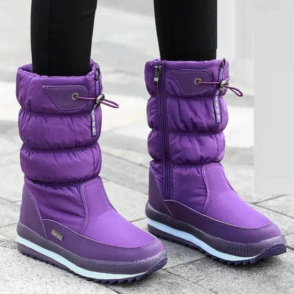 Winter boots New Plus Velvet Thick Cotton Shoes Thermal Middle Tube Waterproof Non-slip Boots - www.Shopthatapp.com