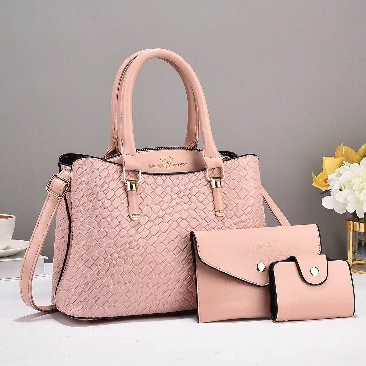 Woven Texture Three-piece Set Large Capacity One Shoulder Combination Bags women - www.Shopthatapp.com