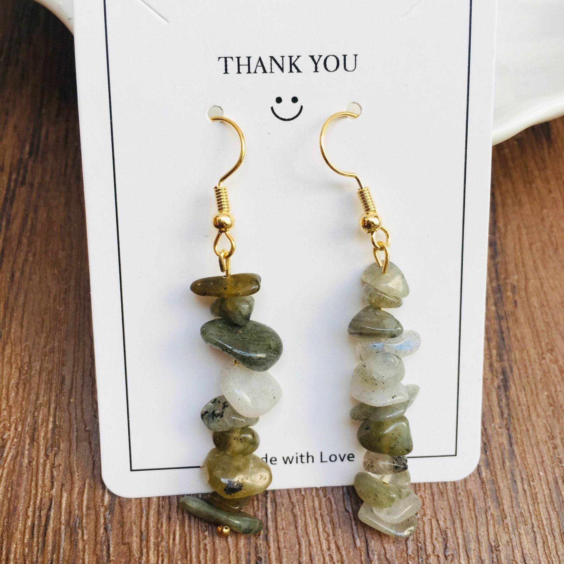 Handmade DIY Natural Crystal Stone Beaded Earrings - www.Shopthatapp.com