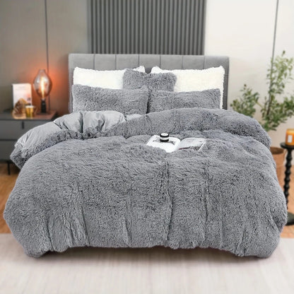 4PCs Plush Duvet Cover Set Luxury Ultra Soft Velvet Duvet - www.Shopthatapp.com
