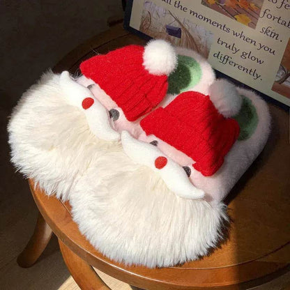 Cute Christmas Santa Claus Home Slippers Winter Warm Indoor Non-slip Floor Plush Shoes For Women - www.Shopthatapp.com