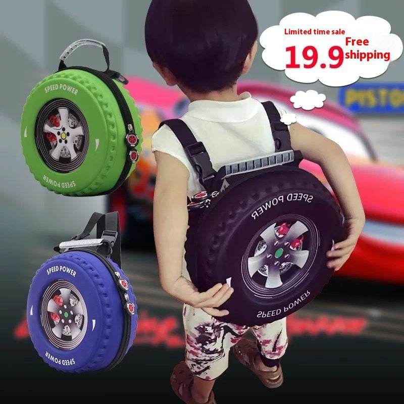 Kid's Small Schoolbag Personalized Creative 3D Cartoon Tire Kindergarten Backpack - www.Shopthatapp.com