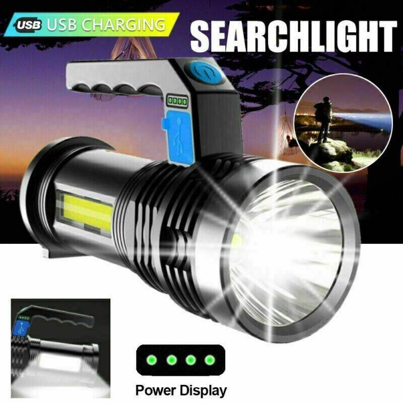 LED Flashlight USB Rechargeable Torch COB Spotlight Camping Light High Lumens Emergency Lamp 3 Modes Waterproof - www.Shopthatapp.com