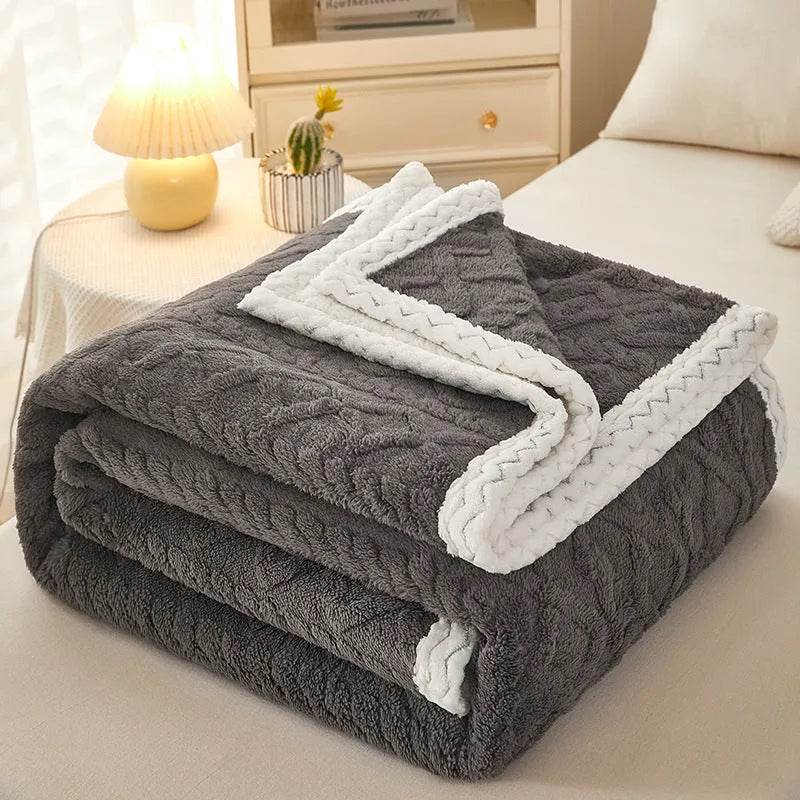 Blanket Double Thickened Warm Coral Fleece Sofa Winter Blanket - www.Shopthatapp.com