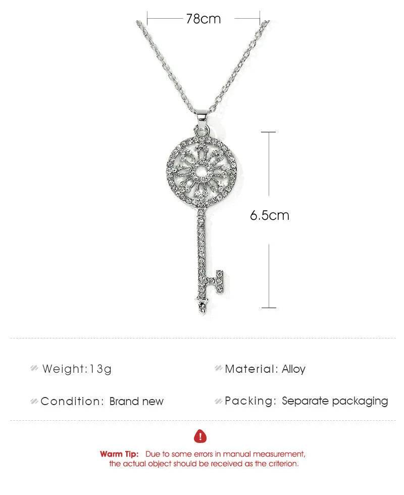 Diamond Garland Key Necklace For Women Reel Chain - www.Shopthatapp.com