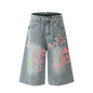 Hand Painted Graffiti Printing Denim Shorts Men Jeans - www.Shopthatapp.com