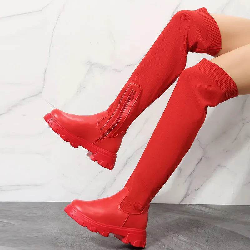 Long Boots Women Winter Shoes Fashion Side Zipper Knee High Boots - www.Shopthatapp.com