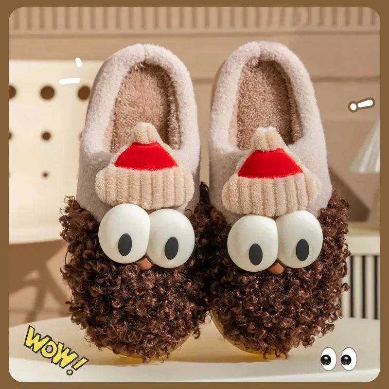 Cartoon Bearded Santa Claus Slippers Home Warm Non-slip Plush   Cotton Shoes Christmas Couple Floor Bedroom Slipper Women Men - www.Shopthatapp.com