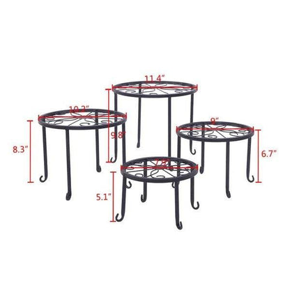 Metal Plant Stand 4 In 1 Potted Irons Planter Supports Floor Flower Pot Round Rack Display - www.Shopthatapp.com
