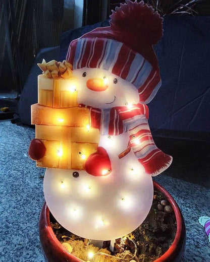 Christmas Scene Decoration With LED Lights Christmas Snowman Ornaments - www.Shopthatapp.com