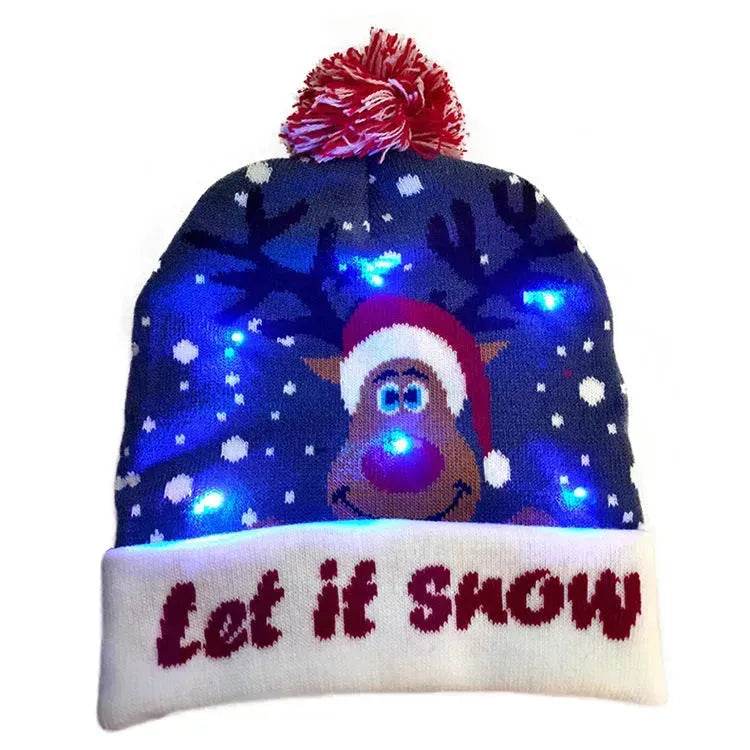 LED Christmas Hat Sweater Knitted Beanie Christmas Light Up Knitted Hat Christmas Gift  Kids Xmas New Year Decorations - www.Shopthatapp.com