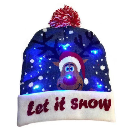LED Christmas Hat Sweater Knitted Beanie Christmas Light Up Knitted Hat Christmas Gift  Kids Xmas New Year Decorations - www.Shopthatapp.com
