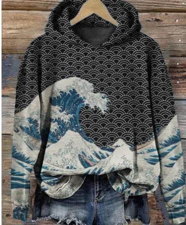 Women Fashion Spring And Autumn Plum Blossom Hooded Super Plus Size Loose-fitting Casual Pullover - www.Shopthatapp.com