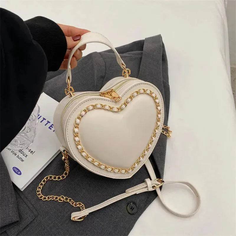 Women's Fashion Casual Heart Shaped Chain Shoulder Messenger Crossbody Bag - www.Shopthatapp.com