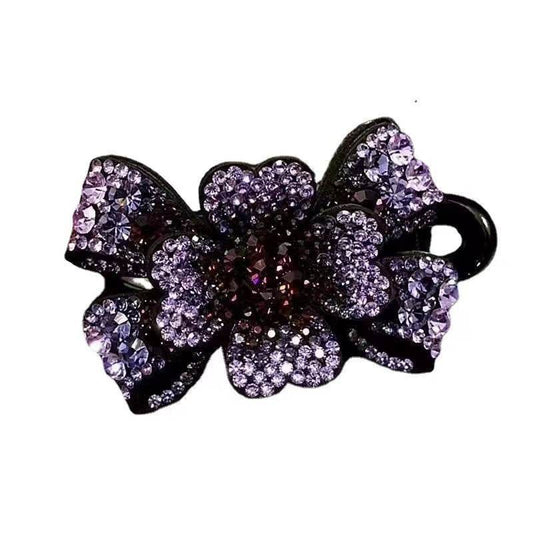 Elegant Rhinestone Barrette Flower Hair Clip - www.Shopthatapp.com