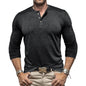 Men's Long-sleeved Henry Collar T-shirt - www.Shopthatapp.com