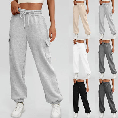 Women's Sweatpants Fleece Lined Baggy Athletic Jogger Trousers With Pockets Fall Casual Trendy Cargo Pants Fall Outfits - www.Shopthatapp.com