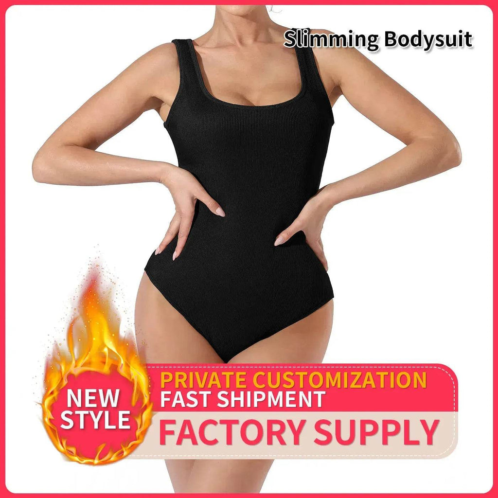 One piece Full body shaper Sleeveless Square neckline Bodysuit - www.Shopthatapp.com