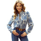 Elegant floral long sleeve work tops womens professional work blouses - www.Shopthatapp.com