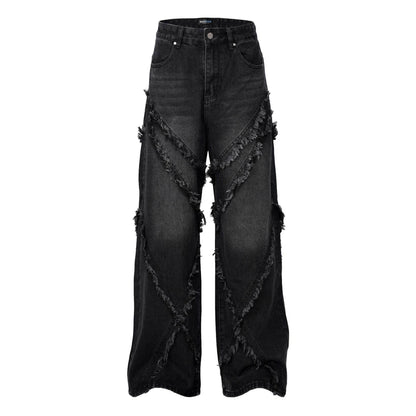Wash Distressed Stitching Baggy Jeans Pant With Whiskers Same Style For Men And Women - www.Shopthatapp.com