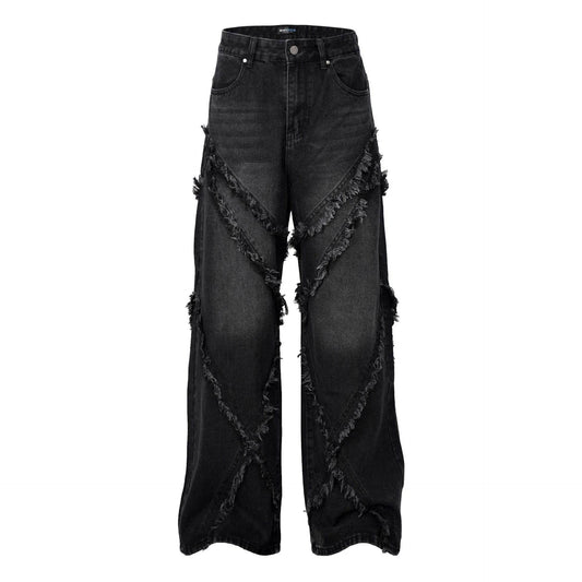 Wash Distressed Stitching Baggy Jeans Pant With Whiskers Same Style For Men And Women - www.Shopthatapp.com