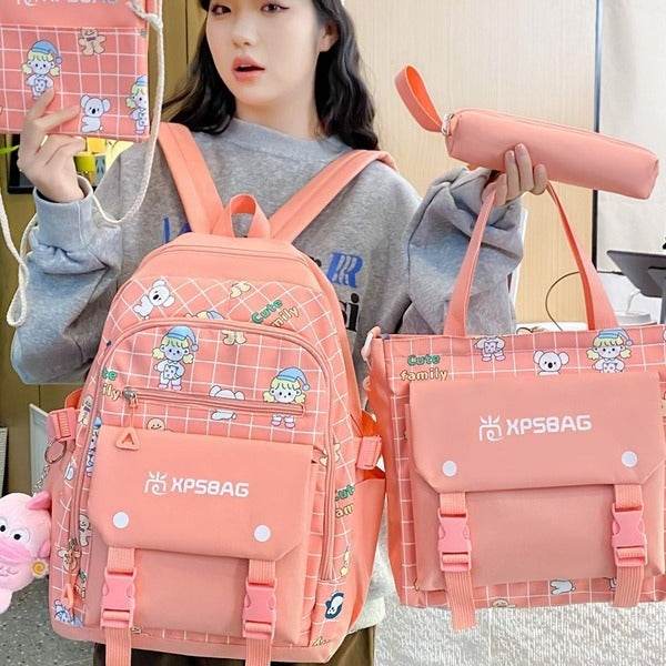 Backpack Primary School Girls Schoolbag Women's Four-piece Set - www.Shopthatapp.com