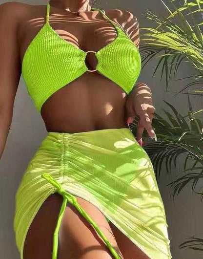 3pcs Halter Bikini Summer Fashion Personalized Three-point Beach Swimsuit For Women - www.Shopthatapp.com