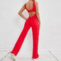 Hollow Back Workout Jumpsuit Sports Athleisure Yoga Wide Leg Jumpsuit - www.Shopthatapp.com