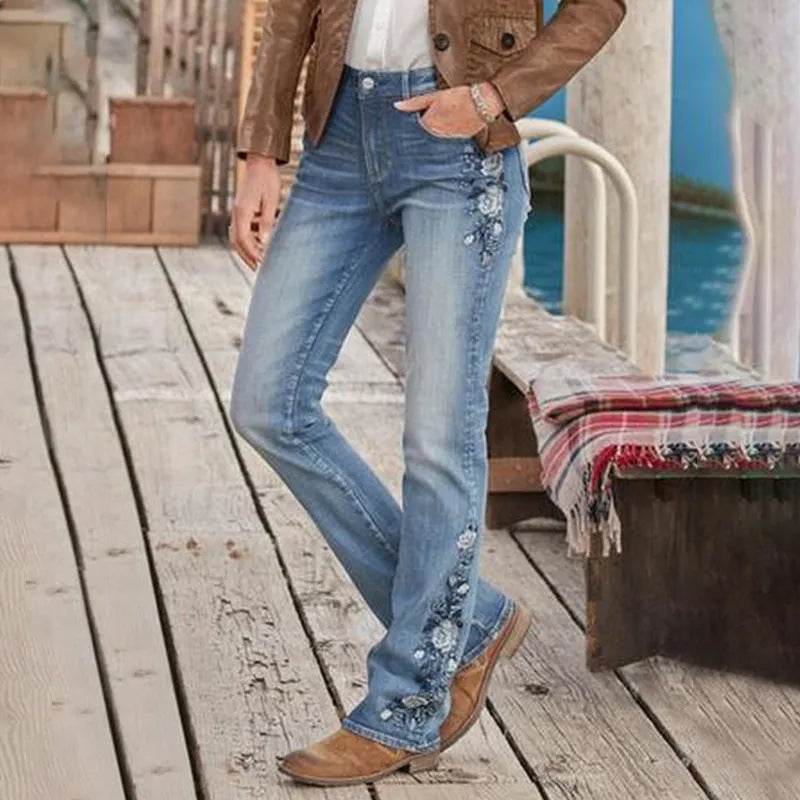 Women's Embroidered Bootcut Slim Fit Jeans - www.Shopthatapp.com