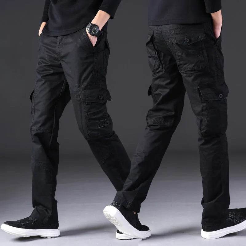 Overalls Men's Outdoor Casual Trousers Pure Cotton Straight Loose Multi-pocket Cargo Pant - www.Shopthatapp.com