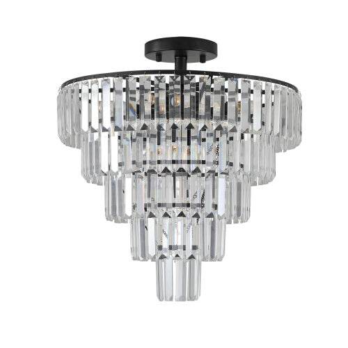 Large Black Crystal Chandelier, Contemporary Style Chandelier, Dining Room, Living Room, Bedroom - Bulb Not Included - www.Shopthatapp.com
