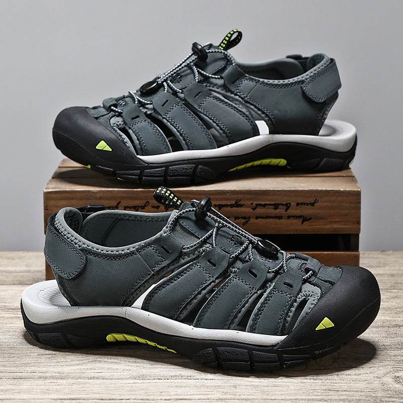 Top Layer Leather Plus Size Men's Beach Sandals - www.Shopthatapp.com