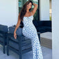 Fashion Flowers Print Suspender Long Dress Summer Lace-up Slim Backless Dresses For Women - www.Shopthatapp.com