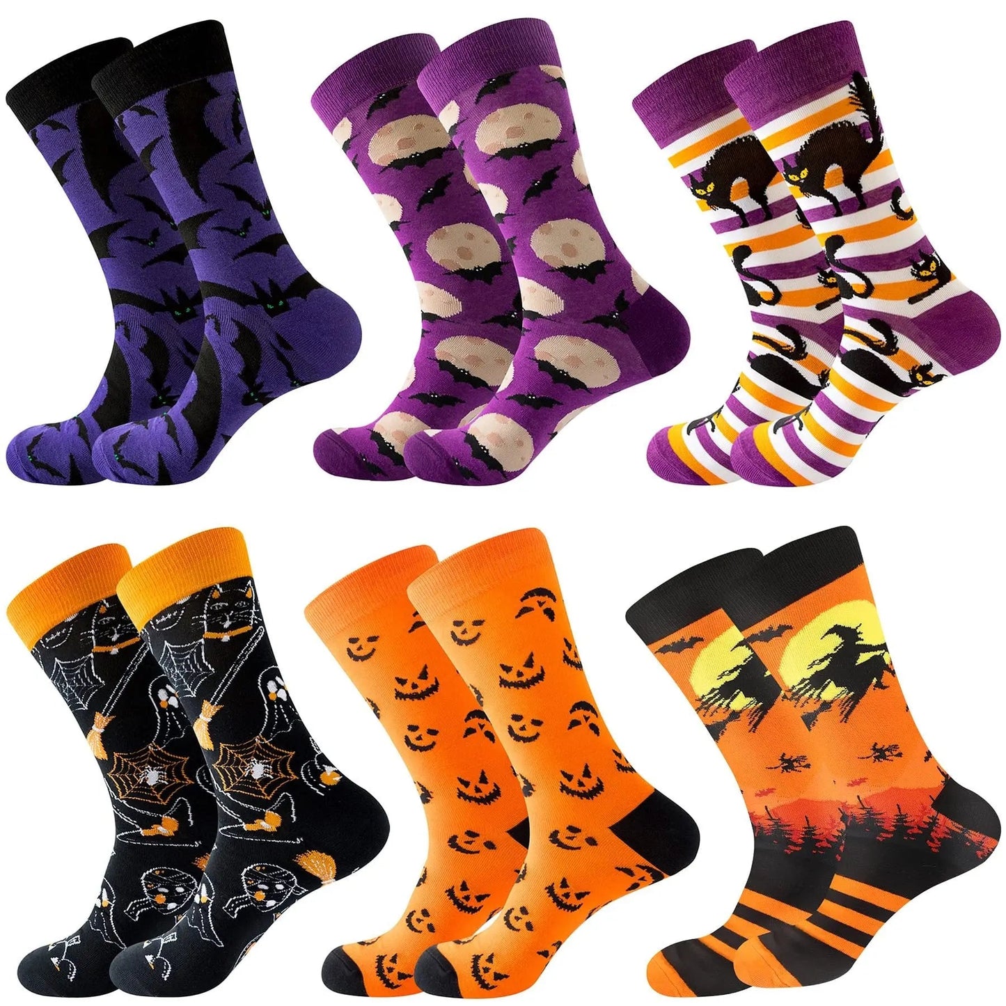 6 Pairs Halloween Christmas Socks For Men Women Girls Funny Xmas Socks Santa Claus Elk Cotton Sock Set-Cannot Be Listed On Amazon Platform - www.Shopthatapp.com