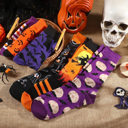 6 Pairs Halloween Christmas Socks For Men Women Girls Funny Xmas Socks Santa Claus Elk Cotton Sock Set-Cannot Be Listed On Amazon Platform - www.Shopthatapp.com