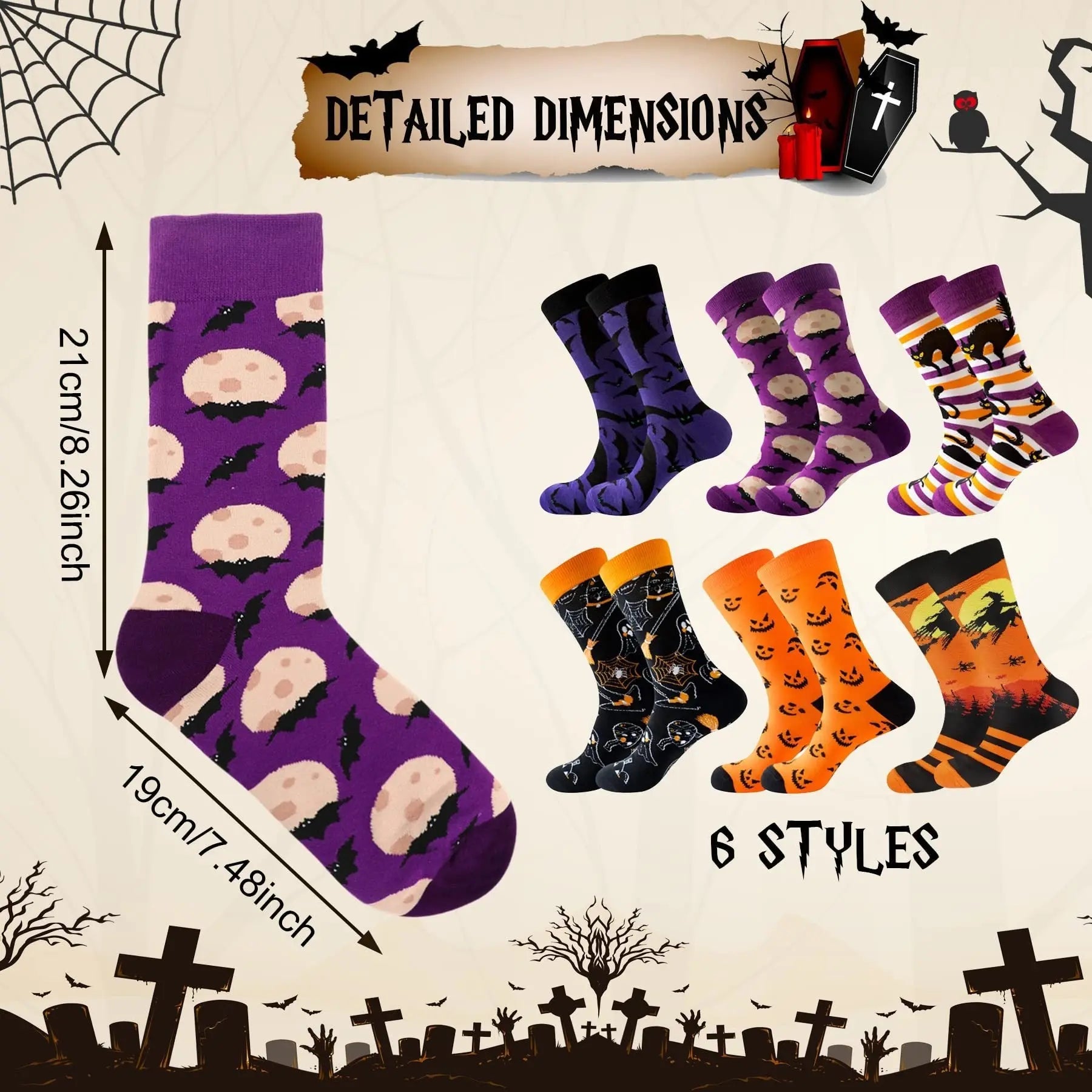 6 Pairs Halloween Christmas Socks For Men Women Girls Funny Xmas Socks Santa Claus Elk Cotton Sock Set-Cannot Be Listed On Amazon Platform - www.Shopthatapp.com