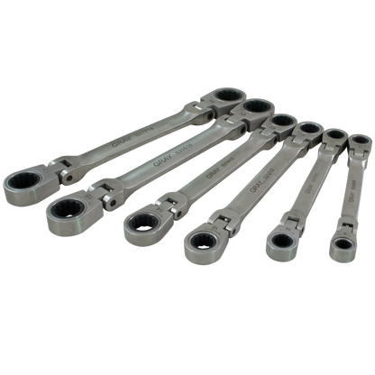 6 Piece Metric Double Box End Flex Head Multi-Gear Ratcheting Wrench Set - www.Shopthatapp.com #