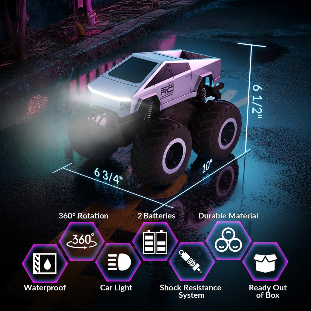 4WD Cybertruck-Inspired RC Truck | Amphibious, 360° Spins, Waterproof - www.Shopthatapp.com
