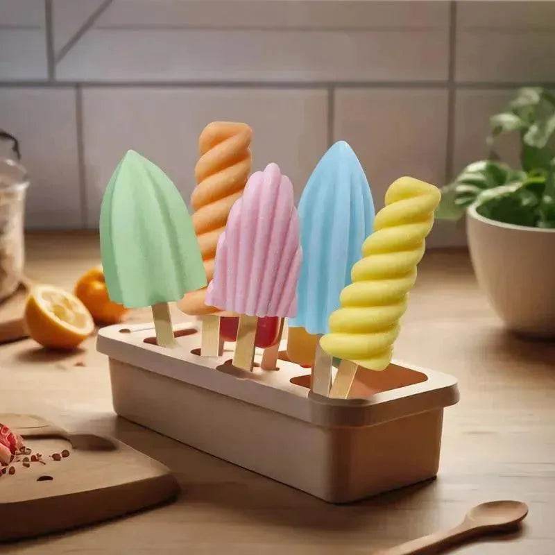6-piece Spiral Ice Cream Silicone Food Grade Mold - www.Shopthatapp.com