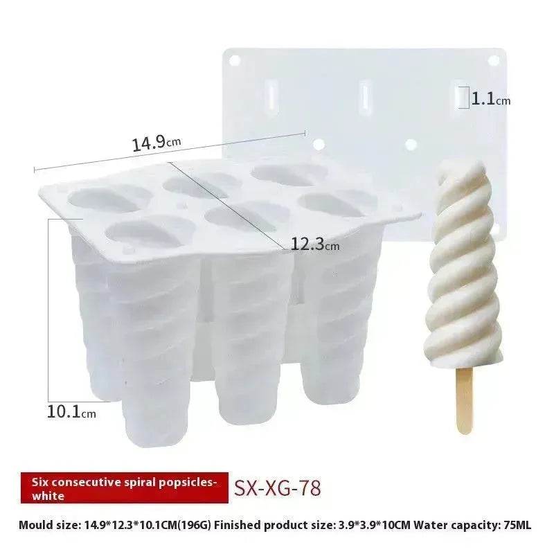 6-piece Spiral Ice Cream Silicone Food Grade Mold - www.Shopthatapp.com