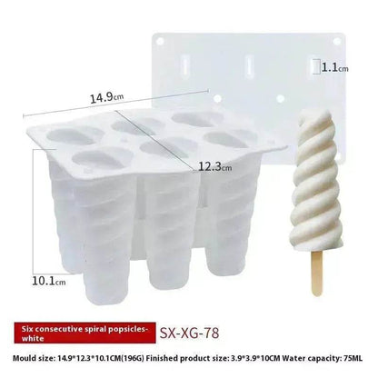 6-piece Spiral Ice Cream Silicone Food Grade Mold - www.Shopthatapp.com