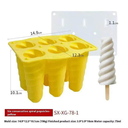 6-piece Spiral Ice Cream Silicone Food Grade Mold - www.Shopthatapp.com