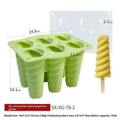 6-piece Spiral Ice Cream Silicone Food Grade Mold - www.Shopthatapp.com