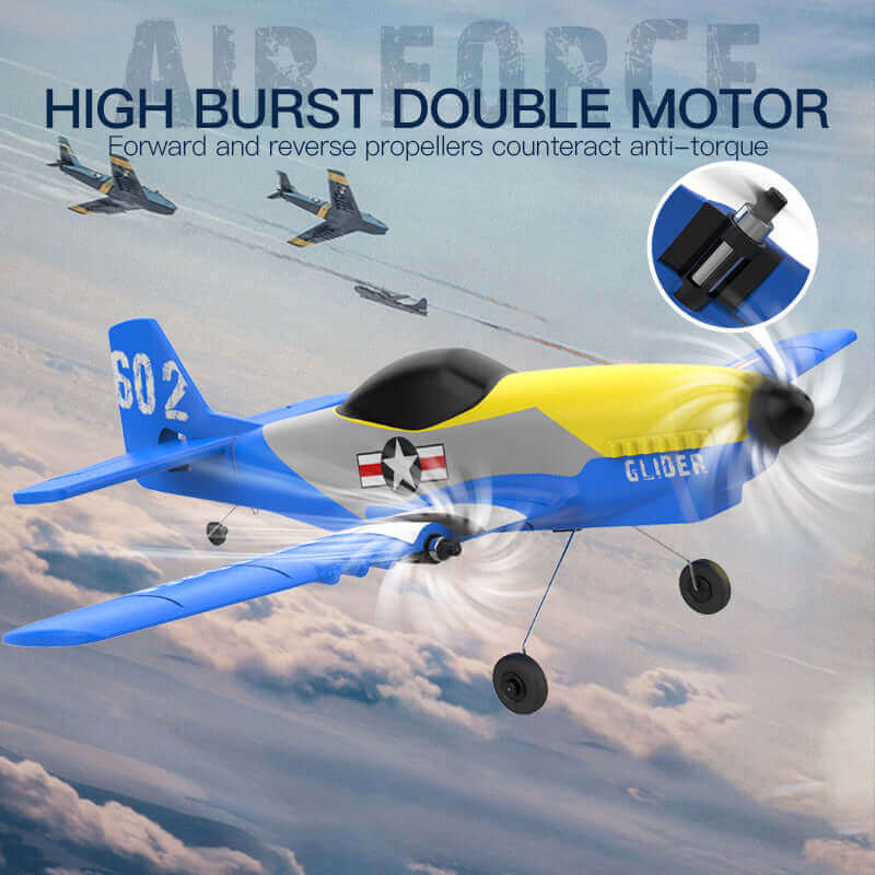 P51D Mustang Glider RC Plane KF602 with EPP Foam, Dual Motors, 20 Min Flight - www.Shopthatapp.com
