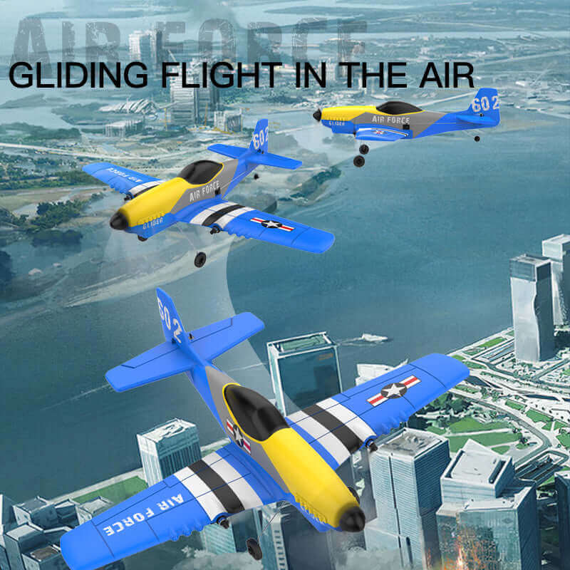 P51D Mustang Glider RC Plane KF602 with EPP Foam, Dual Motors, 20 Min Flight - www.Shopthatapp.com