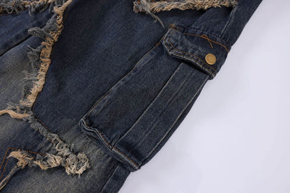 Distressed Denim Pant for women Oversized Streetstyle Patch Cargo Jeans Pant - www.Shopthatapp.com